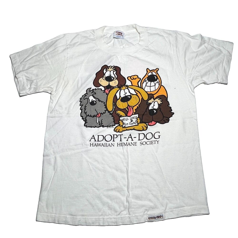 VTG Crazy Shirts Hawaii Adopt-A-Dog Double Sided T-Shirt S Humane Society